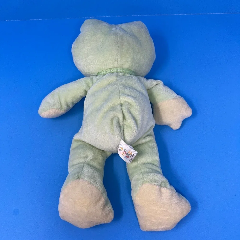 Carters Plush Frog 11 Inch Green Yellow Just One Year 2007 Embroidered 99338